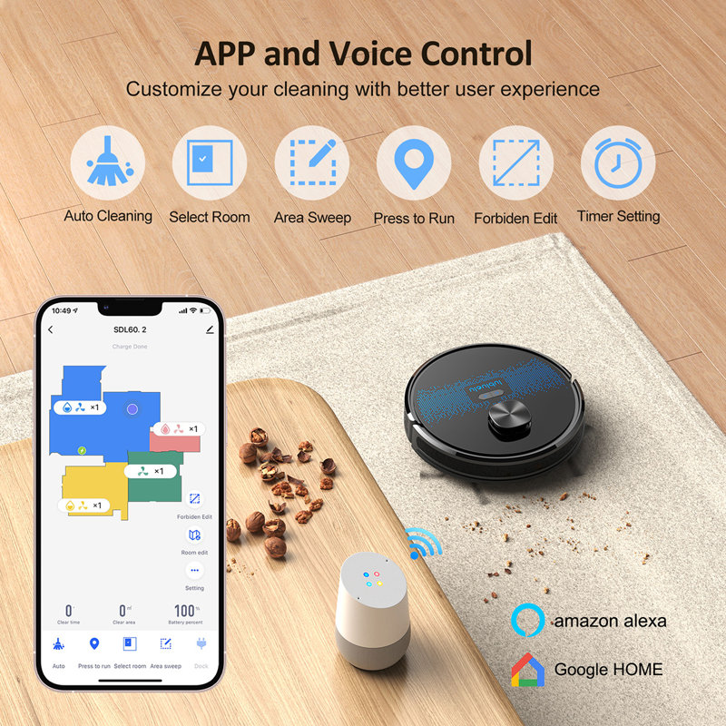Lubluelu WIFI APP Laser Mapping And Navigation Robot Vacuum Cleaner